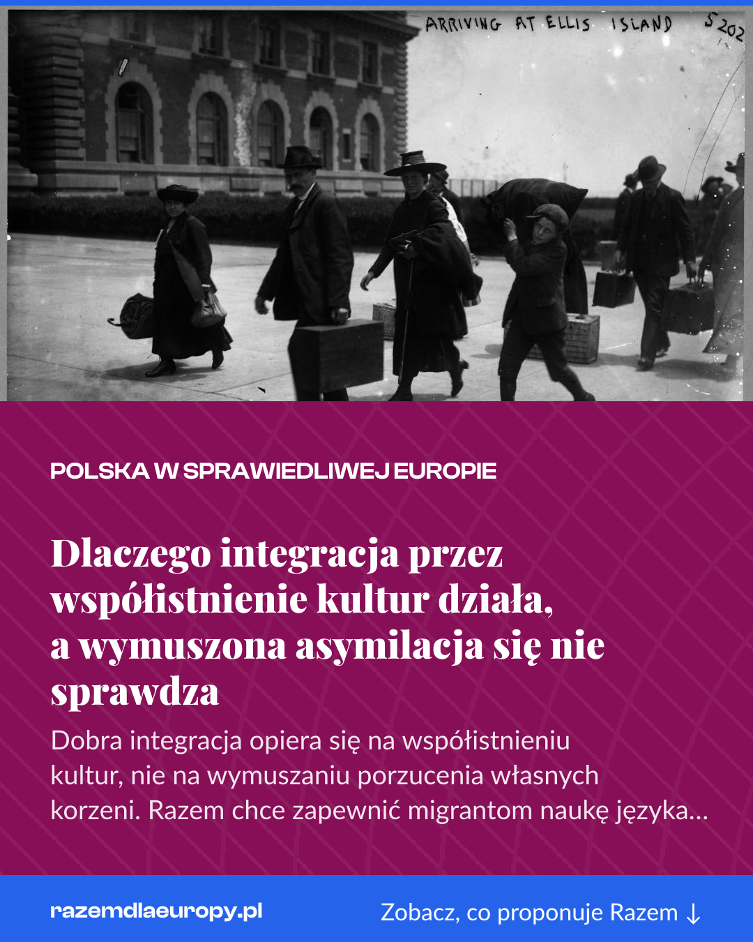 Grafika pionowa do udostępnienia: Dlaczego integracja przez współistnienie kultur działa, a wymuszona asymilacja się nie sprawdza