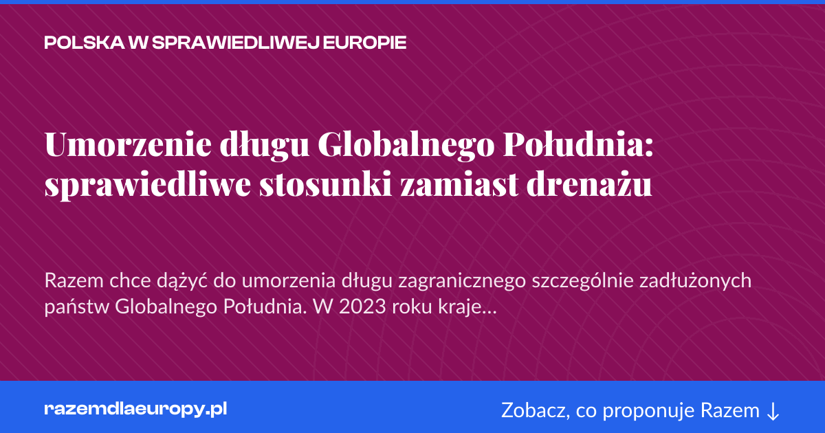 Karta social do udostępnienia: Umorzenie długu Globalnego Południa: sprawiedliwe stosunki zamiast drenażu